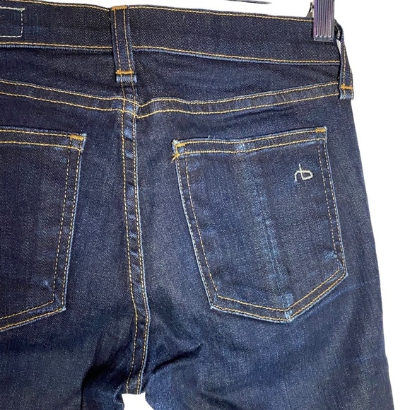 Rag & Bone Mid Rise Skinny Jean Harrow Dark Blue Wash 24 - Picture 11 of 16